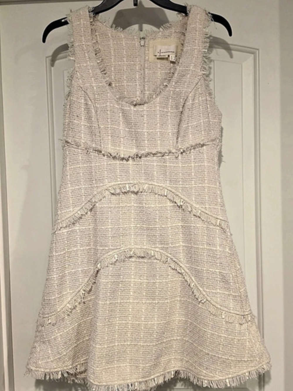Anthropologie Cream Tweed Mini Dress